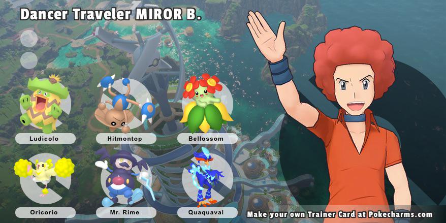 My next run in PokeRouge will be as Miror B., share anothers Dance Theme Pokémon or Pokémon he's used so I have more options during the run.