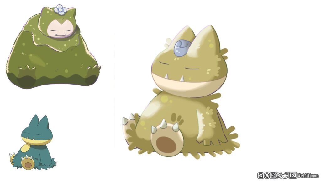 [OC] A Mosslax Pre-evo. Munchlax fakemon.