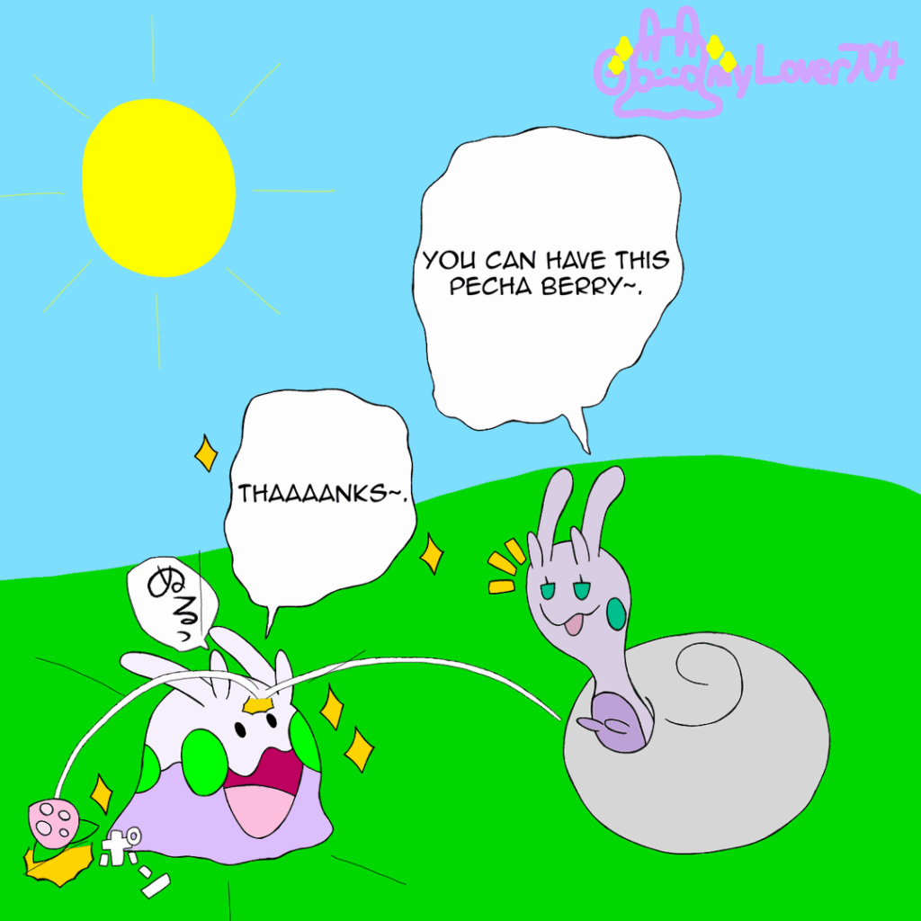 [OC] Hisuian Sliggoo gives Goomy a Pecha Berry