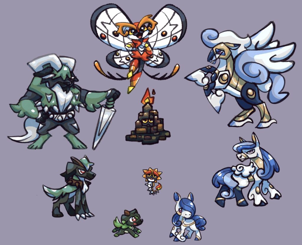 I drawn u/DECLANKIRBOI ‘s Irish starters in my style cause I think they’re cool 👍