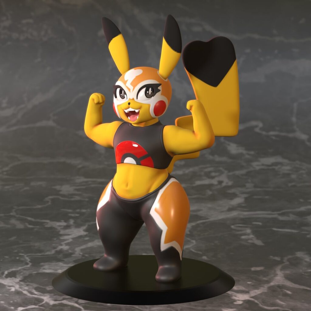 Tried making Pikachu Libre as a collectible figure