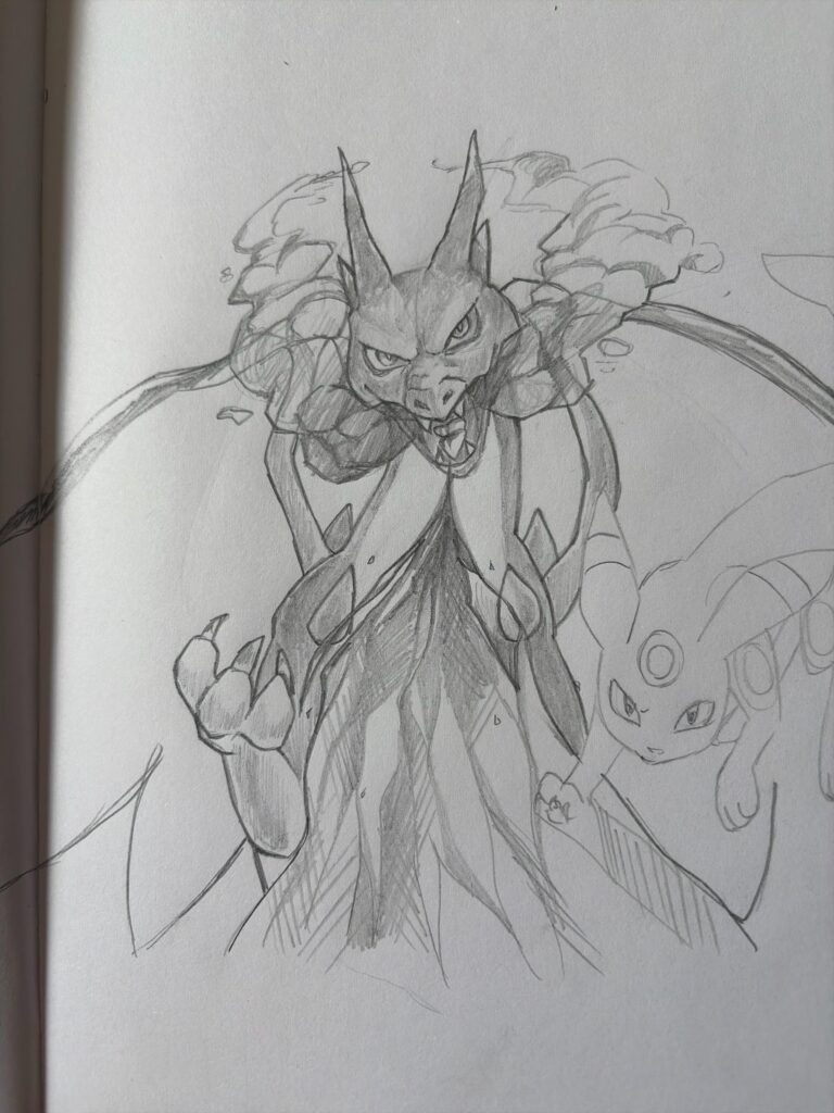 Drew the zard x for the first time today (ignore umbreon)
