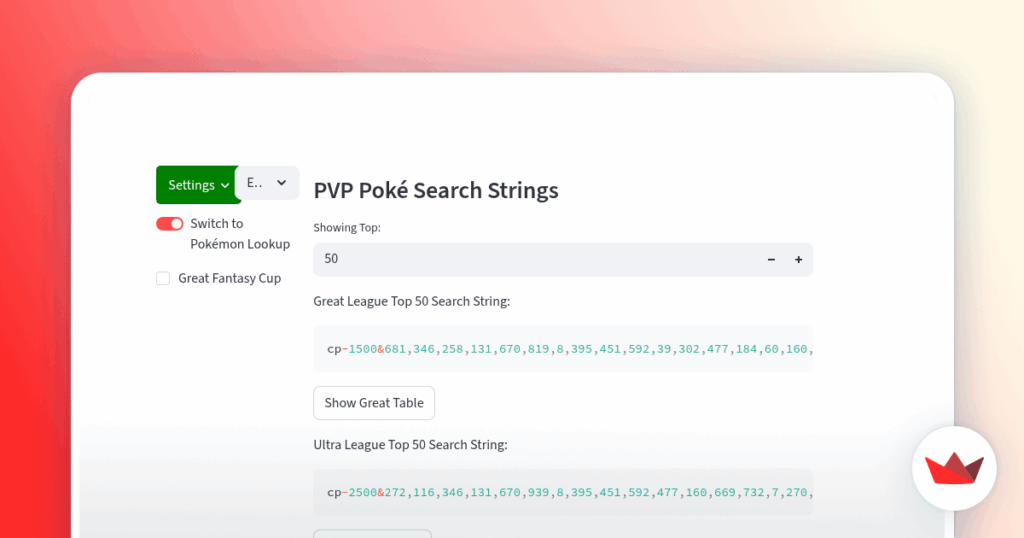 PVP Search String App Update - Jungle Cup & Ultra League