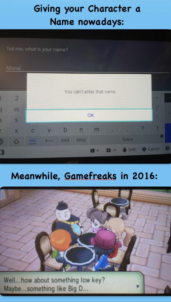 Naming your character in Pokemon Back then vs Now: [OC]