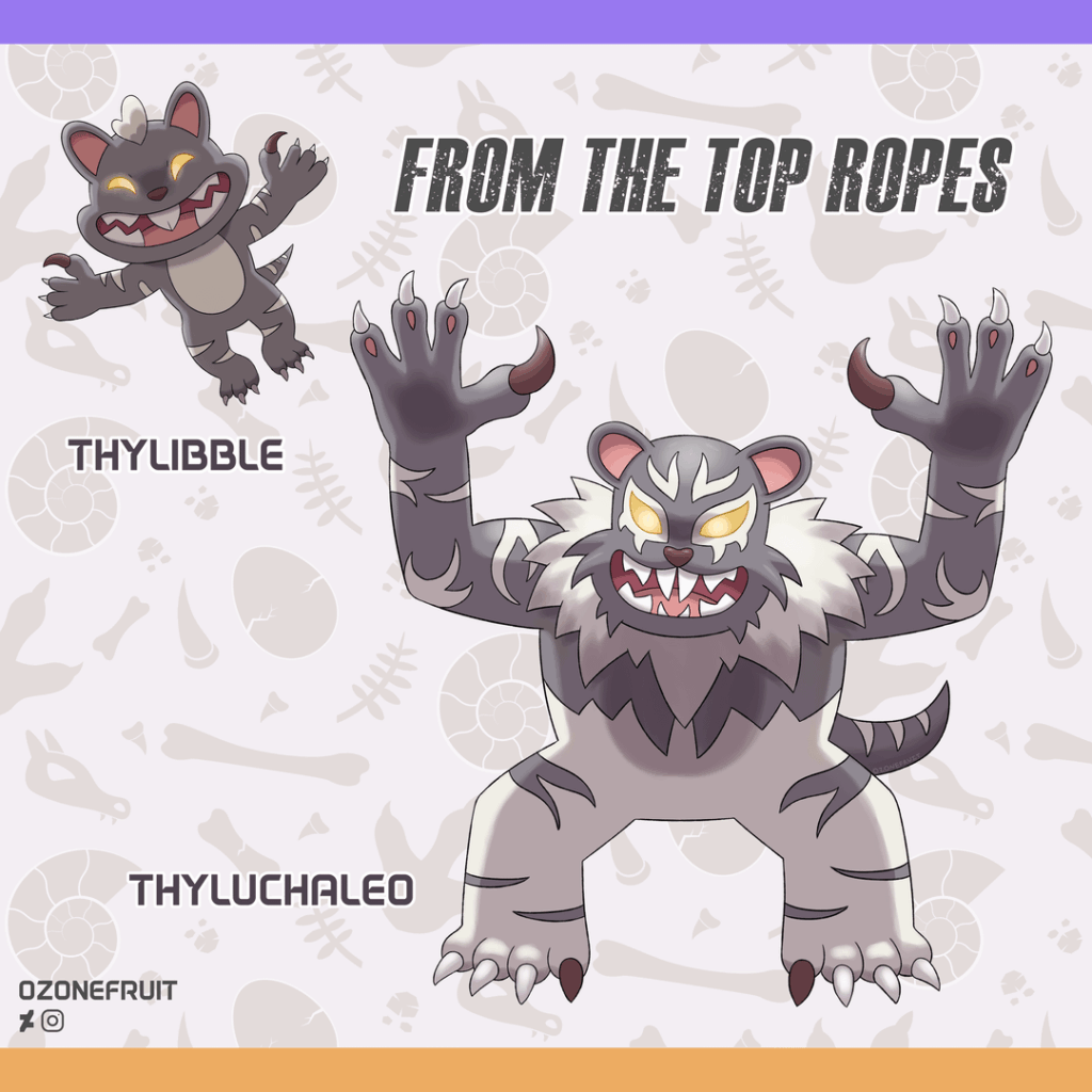 Thylacoleo Pokemon - Thylibble and Thyluchaleo (Dark/Fighting Type)