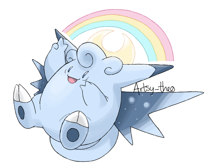 Regional Clefable created by artist Artsy_theo, a Fairy Psychic type