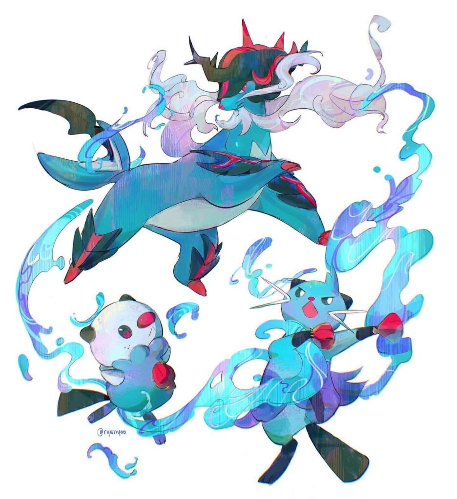 [OC] hisuian samurott line 🩵🌊🪽