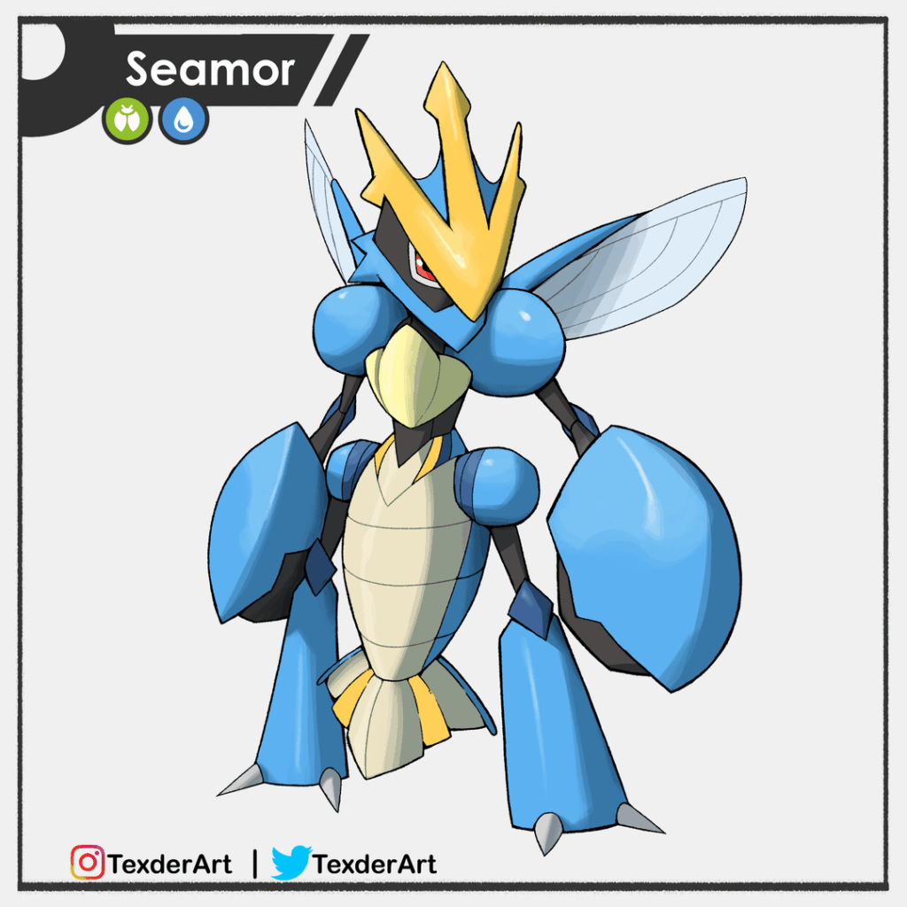 [OC] A Water type variant evo for Scyther that makes him a montrous Physical Wall? Yes! Meet Seamor.
