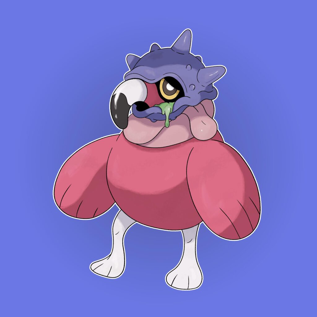 Flamigbro: What if a Shellder latched onto a Flamigo's head while he was looking for some shrimps? Idea suggested by Barkhardt