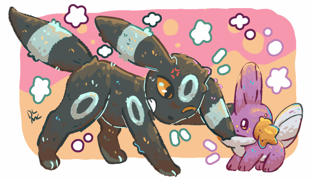 Shiny Umbreon and Mudkip [OC]