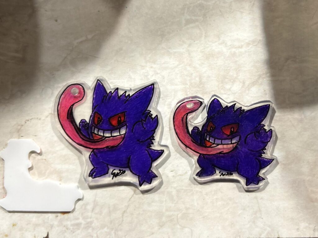 Shrinky Dink Gengar charms