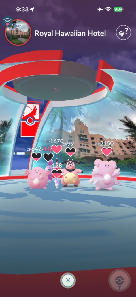 Pink Pokemon at a pink hotel