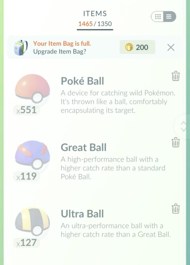 how many pokeballs you currently have?