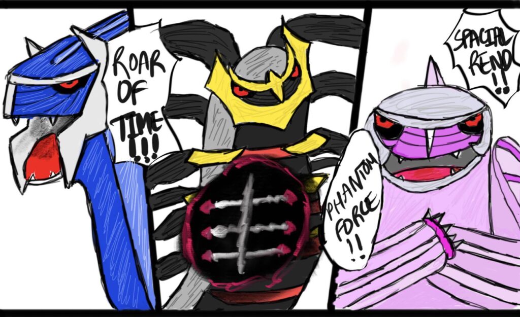 I drew the Creation Trio in a 3-way clash (My first ever fan-art)