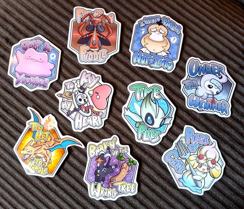 [OC] I drew some Pokemon themed stickers and wanted to share ♥