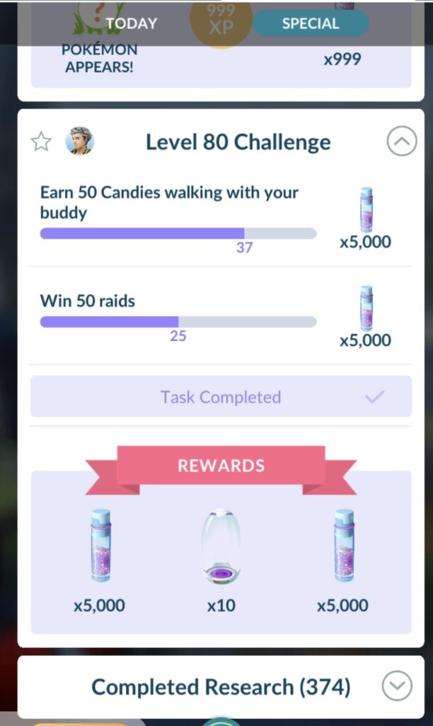 While working on level 50 challenge, it changed to 80
