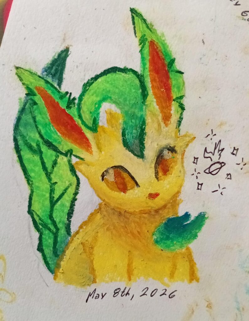 Leafeon and Flareon done with oil pastels