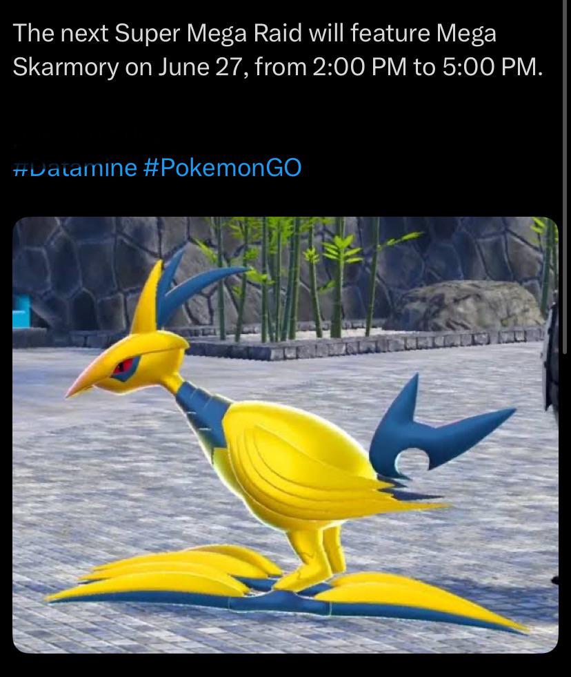 The next Super Mega Raid will feature Mega Skarmory on June 27