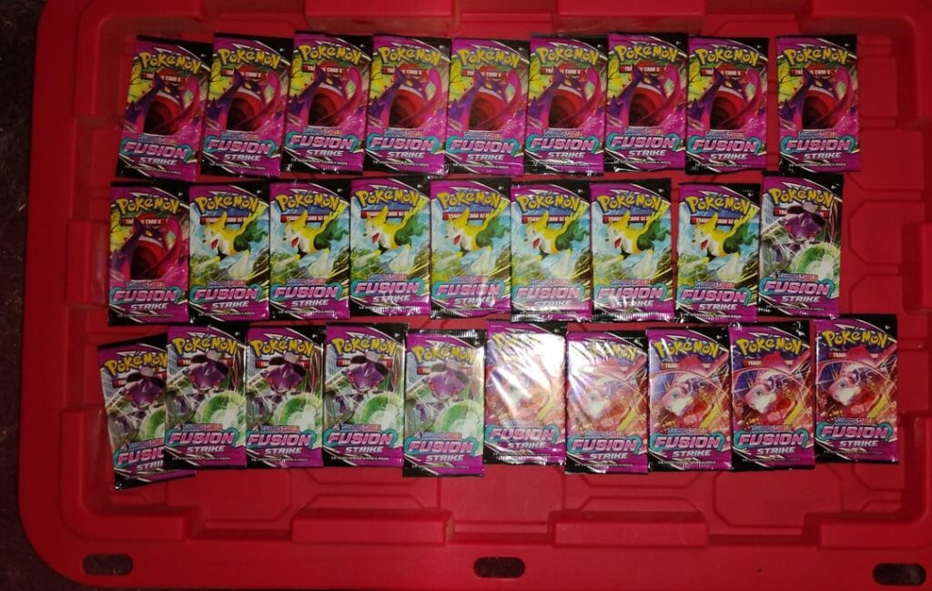 I bought 28 Fusion Strike packs for $17. (≈60¢ per pack.) These were the pulls.