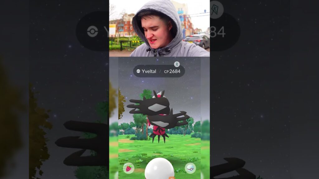 SHINY YVELTAL CATCH WITH BACKGROUND!?? Pokemon Go Raids!  #pokemongo #catchlegendarypokemon