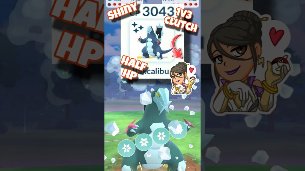 Half HP Shiny Baxcalibur 1v3 Clutches Sierra #pokemon #pokemongo #shorts