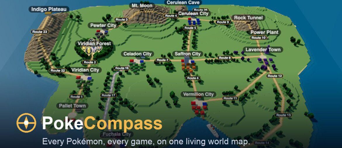 I made Google Earth for Pokemon - PokeCompass ("living" Pokemon game maps)