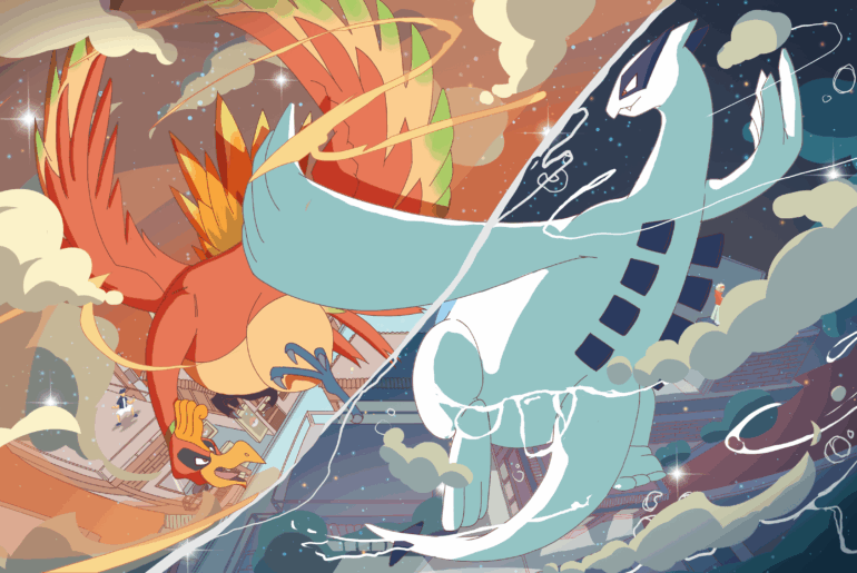 Ho-Oh vs Lugia Fanart i made a while ago, could be a two card illustration!