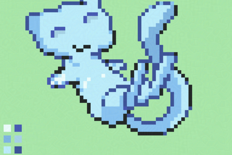 Pokemon Pixel art of shiny mew.