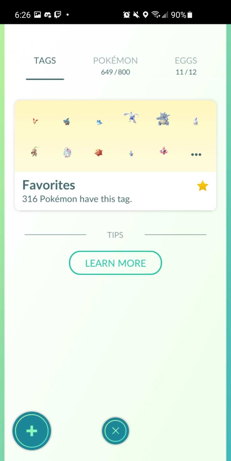 favorite tagged pokemon box with number of pokemon found with the favorite tag