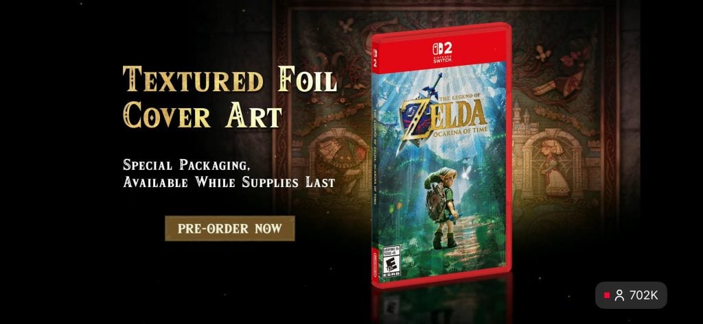 The Legend of Zelda Ocarina of Time remake Nintendo Switch 2 limited edition foil cover