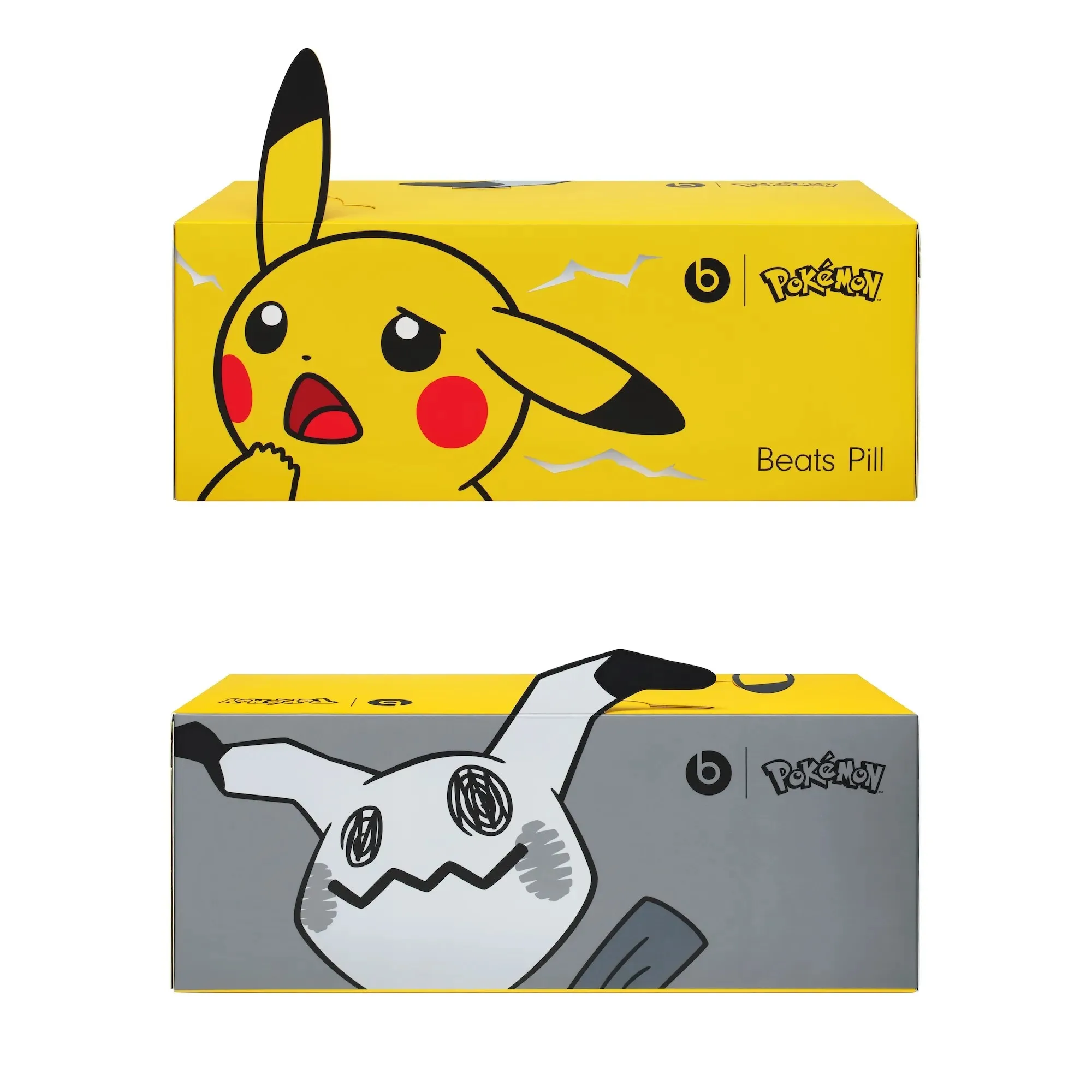Mimikyu-themed Beats Pill speaker with vibrant background colors.