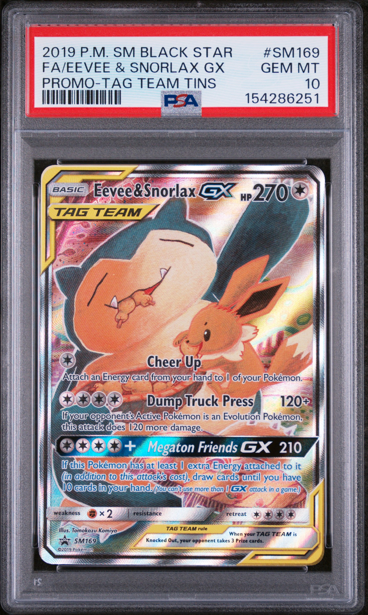 Eevee & Snorlax GX Full Art, SM Black Star Promo · PSA 10